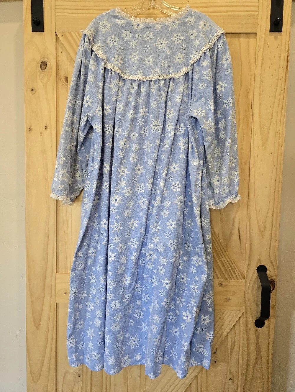 Vintage Lanz Of Salzburg Nightgown XL Blue Snowflakes Winter Holiday Grannycore